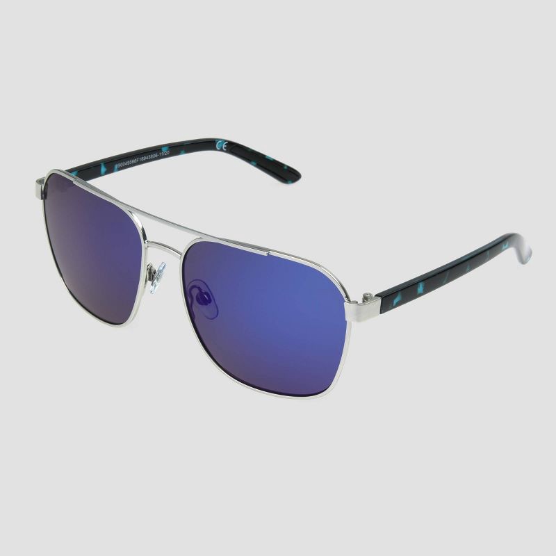 Men's Aviator Sunglasses with Mirrored Polarized Lenses - All in Motion  Blue 1 ct