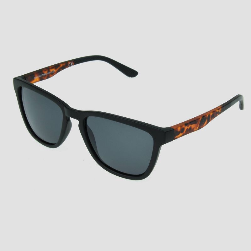 slide 2 of 2, Men's Tortoise Shell Print Square Sunglasses - All In Motion™ Black: Scratch-Resistant, UV Protection, Recycled Plastic Frame, 1 ct