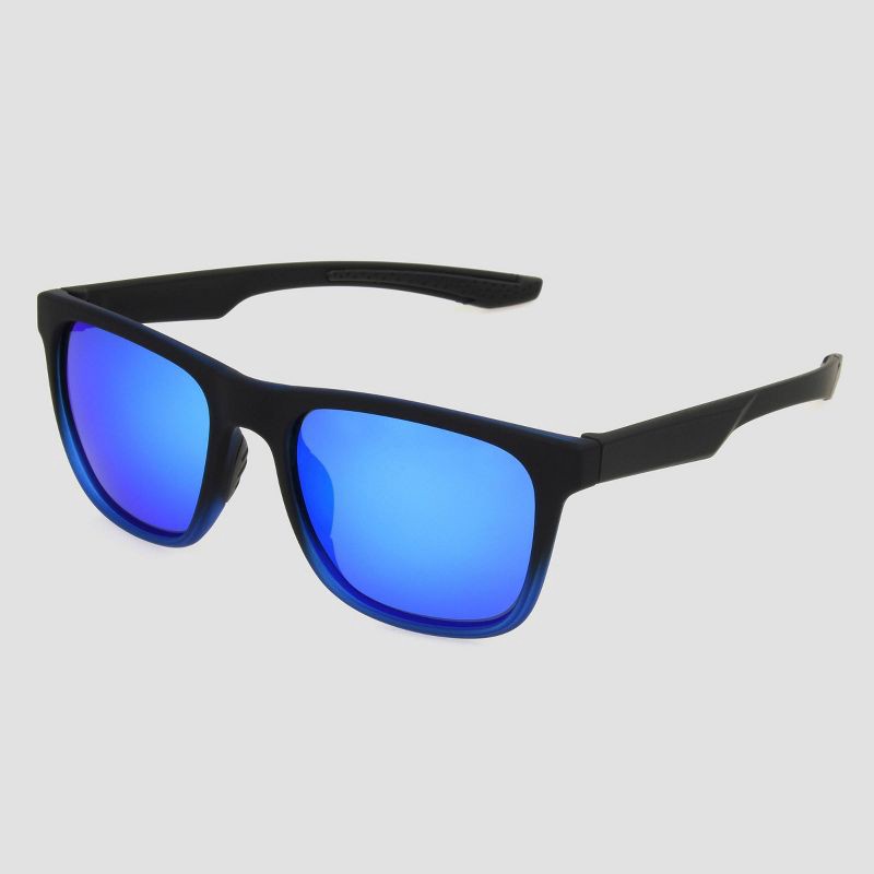 slide 2 of 2, Men's Rubberized Surfer Shade Sunglasses with Mirrored Polarized Lenses - All In Motion™ Black: Scratch-Resistant, UV Protection, 1 ct
