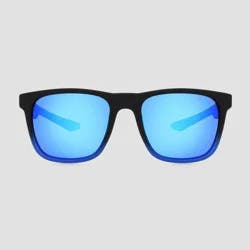 Men's Rubberized Surfer Shade Sunglasses with Mirrored Polarized Lenses - All In Motion™ Black: Scratch-Resistant, UV Protection