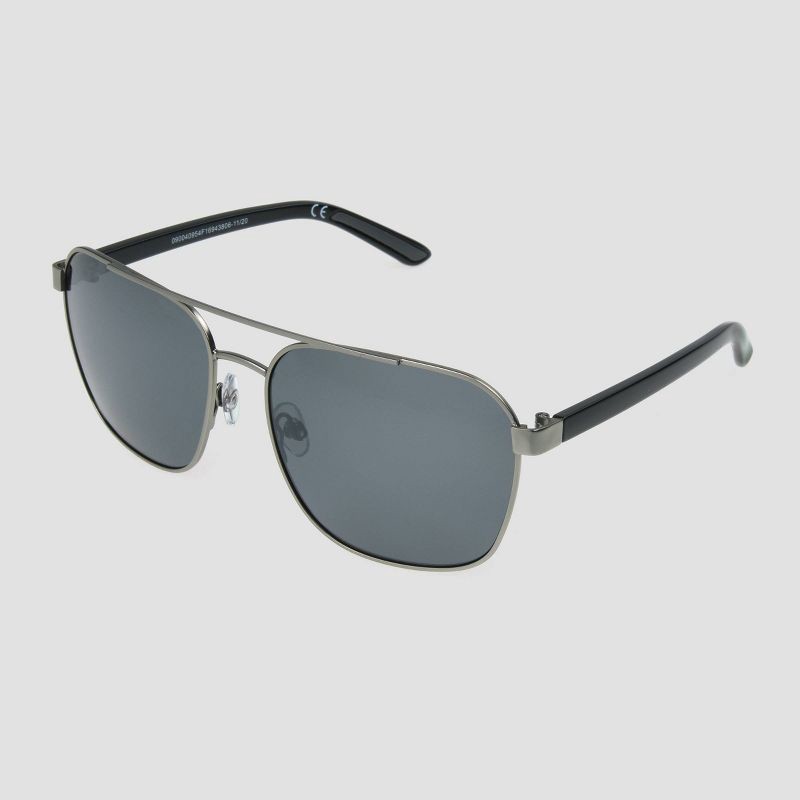 slide 2 of 2, Men's Aviator Sunglasses with Mirrored Polarized Lenses - All In Motion™ Gray: Scratch-Resistant, UV Protection, 1 ct