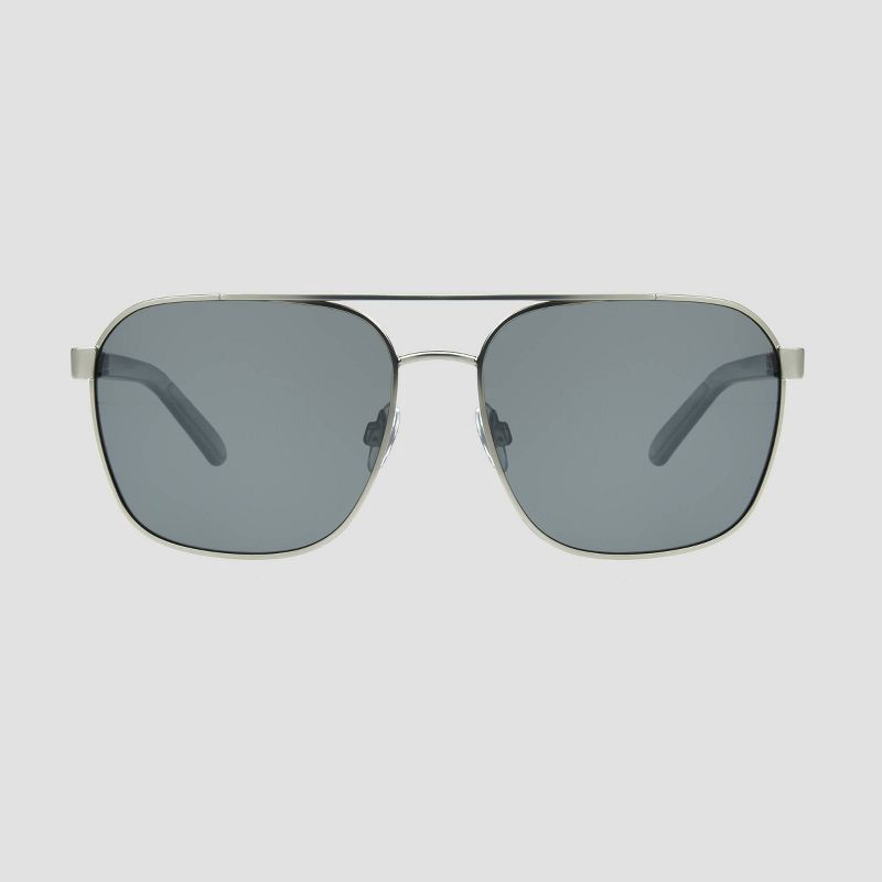 slide 1 of 2, Men's Aviator Sunglasses with Mirrored Polarized Lenses - All In Motion™ Gray: Scratch-Resistant, UV Protection, 1 ct