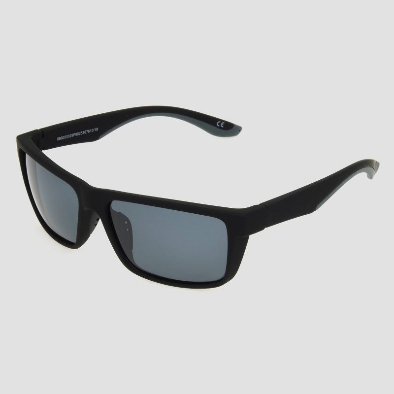 slide 2 of 2, Men's Surfer Shade Rubberized Sunglasses Polarized Lenses - All In Motion™ Black: Scratch-Resistant, UV Protection, 1 ct