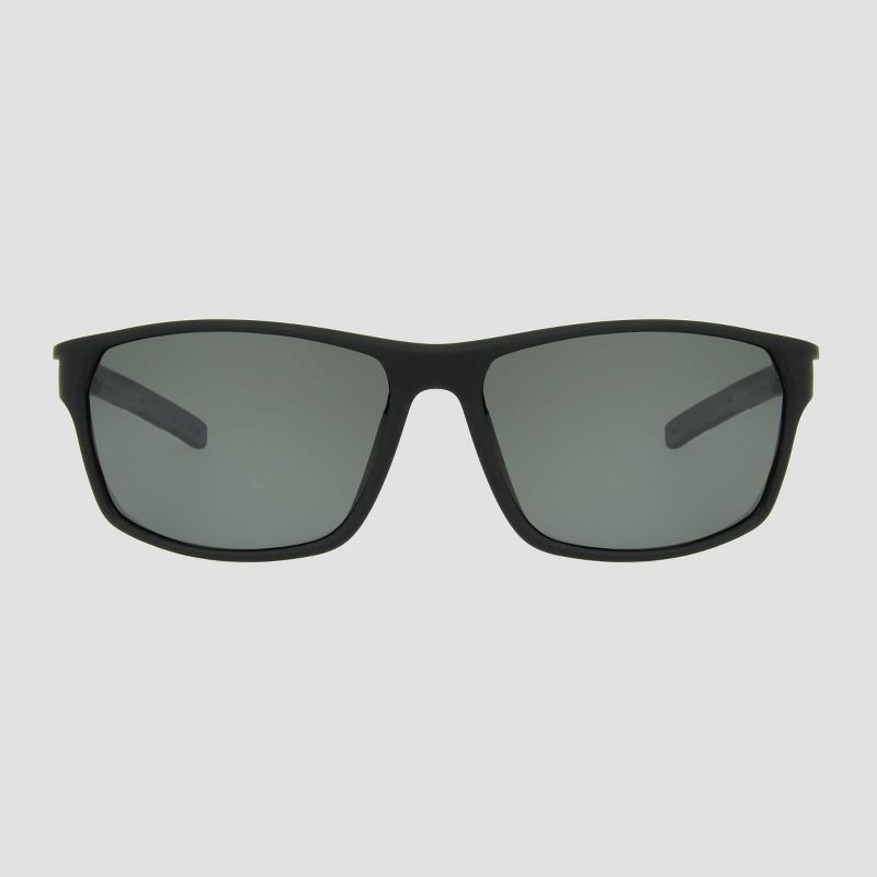 slide 1 of 2, Men's Rectangle Sunglasses with Mirrored Polarized Lenses - All In Motion™ Black: Scratch-Resistant, UV Protection, 1 ct
