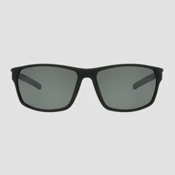 Men's Rectangle Sunglasses with Mirrored Polarized Lenses - All In Motion™ Black: Scratch-Resistant, UV Protection