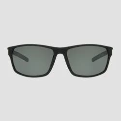 Men's Rectangle Sunglasses with Mirrored Polarized Lenses - All In Motion™ Black: Scratch-Resistant, UV Protection