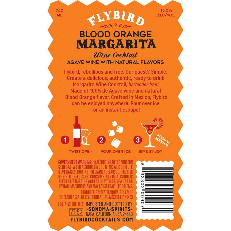 slide 3 of 3, Flybird Blood Orange Wine Cocktail - 750ml Bottle, 750 ml