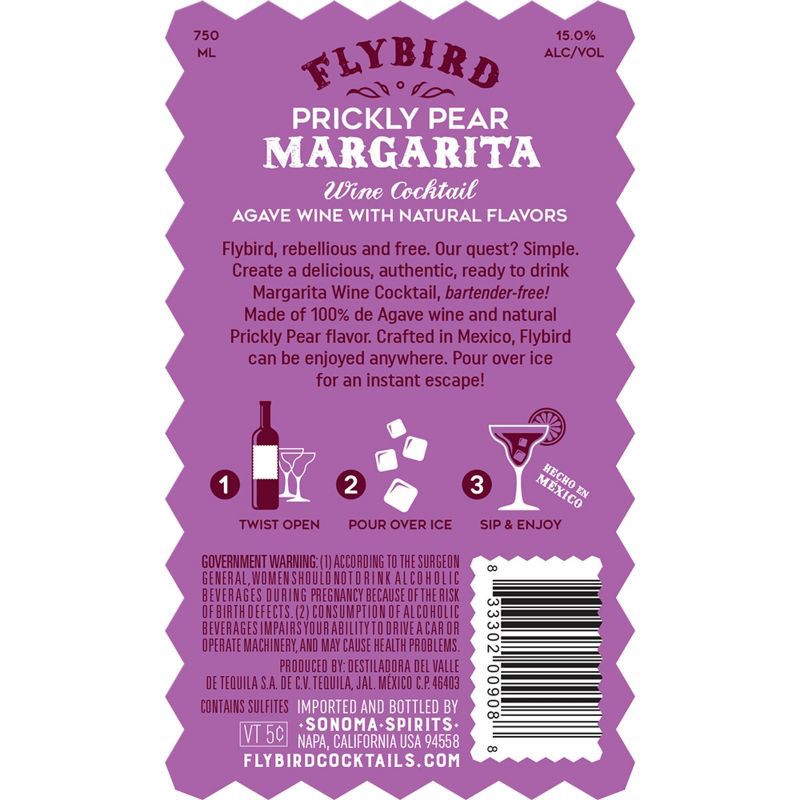 slide 3 of 3, Flybird Prickly Pear Wine Cocktail - 750ml Bottle, 750 ml