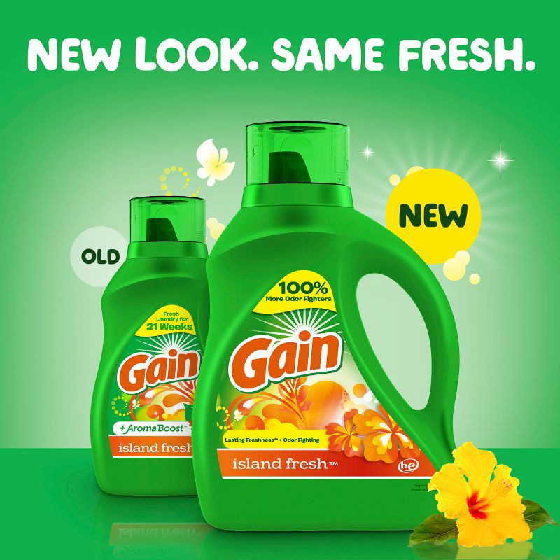slide 11 of 12, Gain + Aroma Boost Island Fresh Scent HE Compatible Liquid Laundry Detergent Soap - 154 fl oz, 154 fl oz