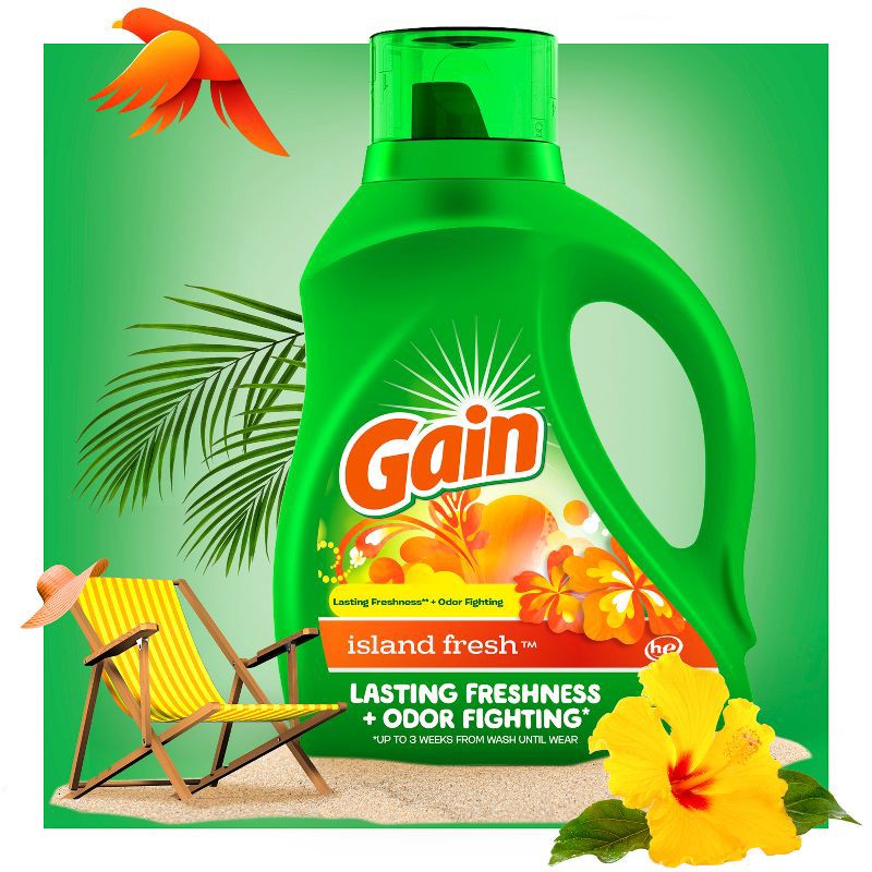 slide 4 of 12, Gain + Aroma Boost Island Fresh Scent HE Compatible Liquid Laundry Detergent Soap - 154 fl oz, 154 fl oz