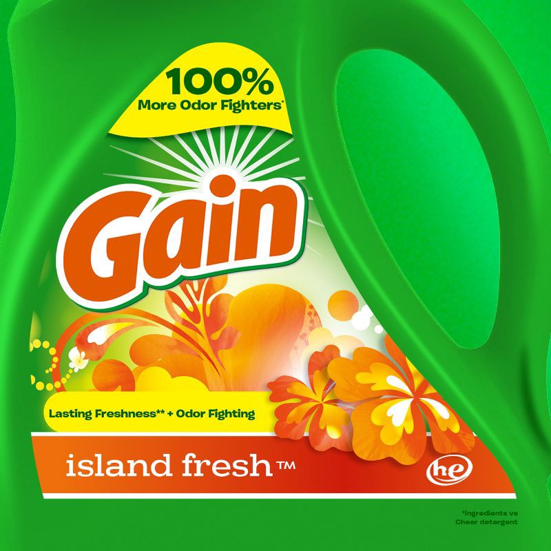 slide 3 of 12, Gain + Aroma Boost Island Fresh Scent HE Compatible Liquid Laundry Detergent Soap - 154 fl oz, 154 fl oz