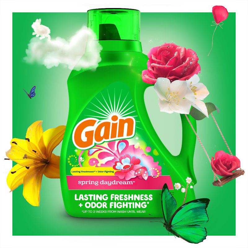 slide 7 of 12, Gain + Aroma Boost Spring Daydream Scent HE Compatible Liquid Laundry Detergent - 154 fl oz, 154 fl oz