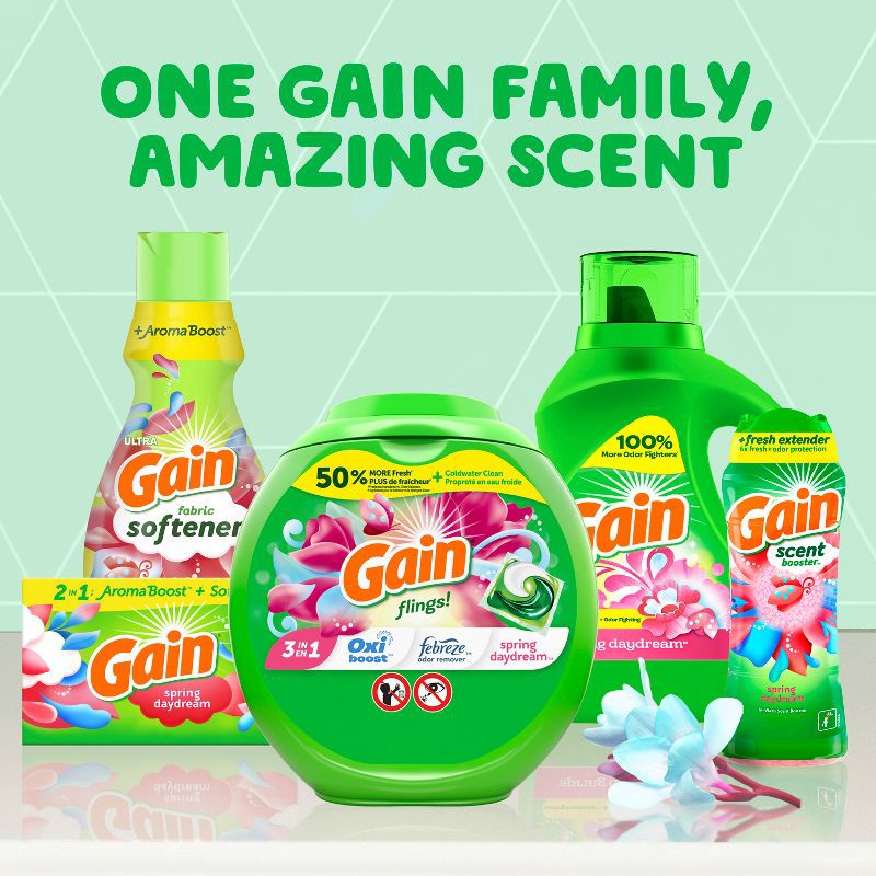 slide 5 of 12, Gain + Aroma Boost Spring Daydream Scent HE Compatible Liquid Laundry Detergent - 154 fl oz, 154 fl oz