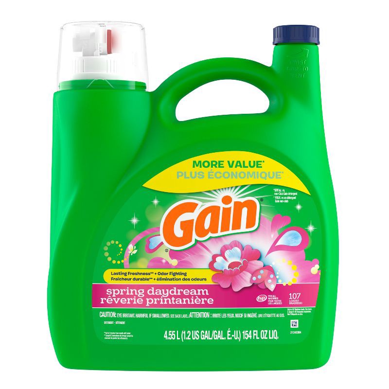 slide 11 of 12, Gain + Aroma Boost Spring Daydream Scent HE Compatible Liquid Laundry Detergent - 154 fl oz, 154 fl oz