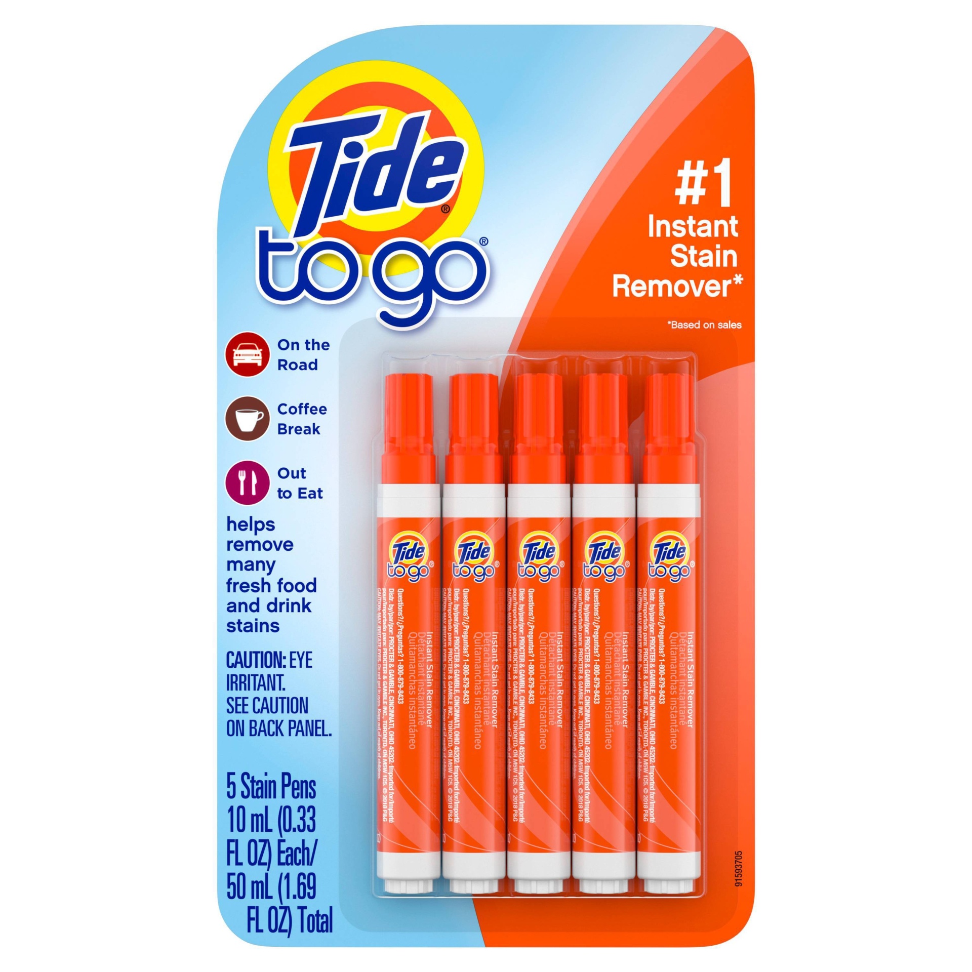 slide 1 of 1, Tide To Go Instant Liquid Stain Remover - 5ct/1.69 fl oz, 5 ct, 1.69 fl oz