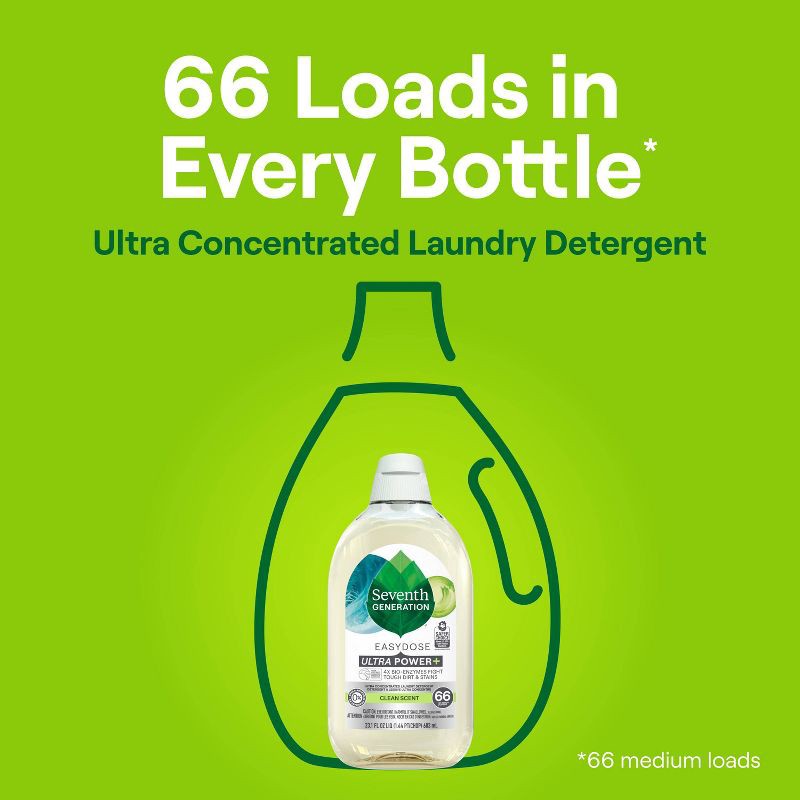 slide 4 of 10, Seventh Generation Power Plus Laundry Detergent - Clean Scent - 23.1oz: High Efficiency, Concentrated Formula, Dye-Free, 23.1 oz