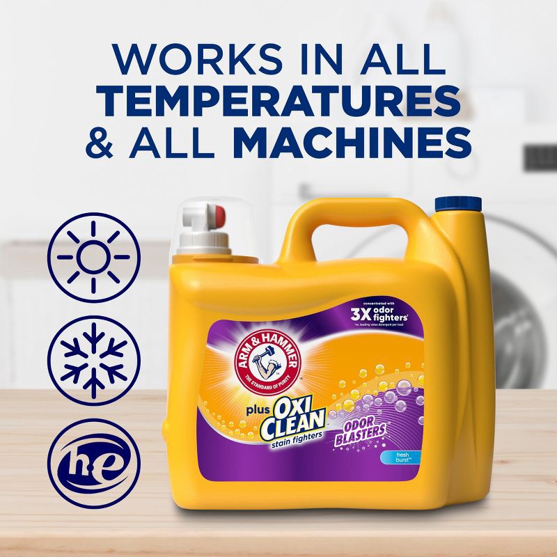 slide 13 of 14, Arm & Hammer Plus OxiClean Odor Blasters Liquid Laundry Detergent - 166.5 fl oz, 166.5 fl oz