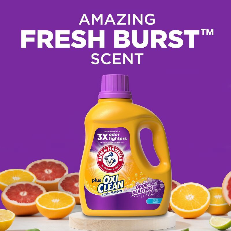 slide 5 of 14, Arm & Hammer Plus OxiClean Odor Blasters Liquid Laundry Detergent - 166.5 fl oz, 166.5 fl oz