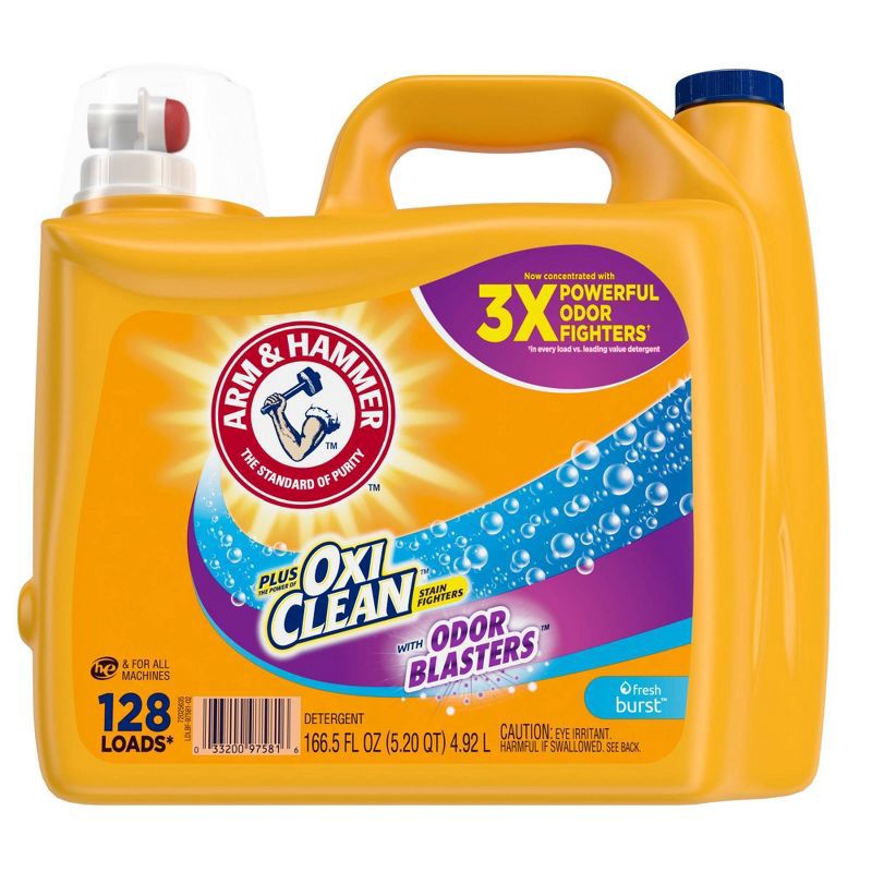 slide 1 of 7, Arm & Hammer Plus OxiClean Odor Blasters Liquid Laundry Detergent - 166.5 fl oz, 166.5 fl oz