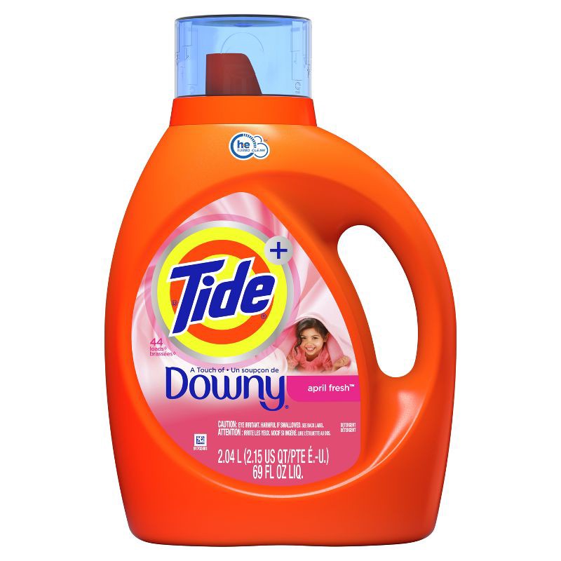 slide 1 of 9, Tide Plus Downy High Efficiency Liquid Laundry Detergent - April Fresh - 63 fl oz, 63 fl oz