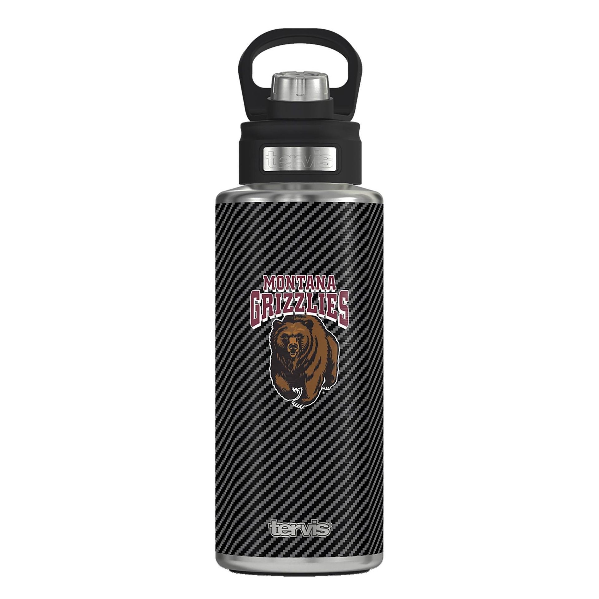 slide 1 of 3, NCAA Montana Grizzlies Carbon Fiber Stainless Steel Water Bottle, 32 oz