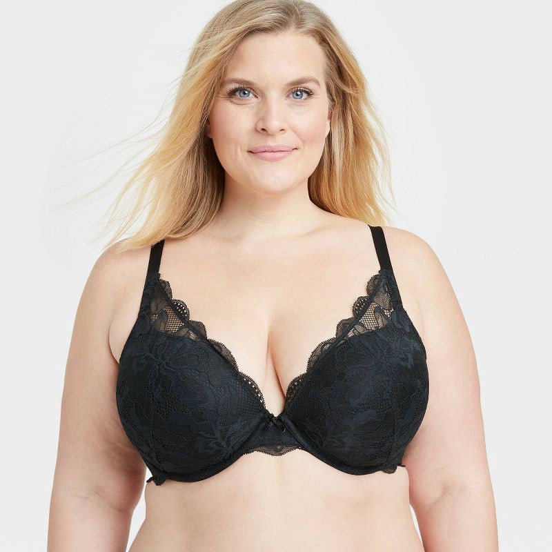 slide 3 of 3, Women's Sublime Lace Plunge Push-Up Bra - Auden™ Black 42C, 1 ct