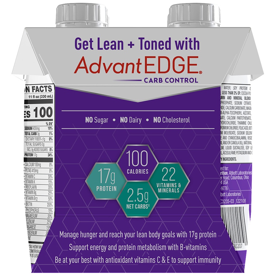 slide 4 of 6, Advant EDGE Carb Control Shake - Chocolate Fudge, 4 ct; 11 oz