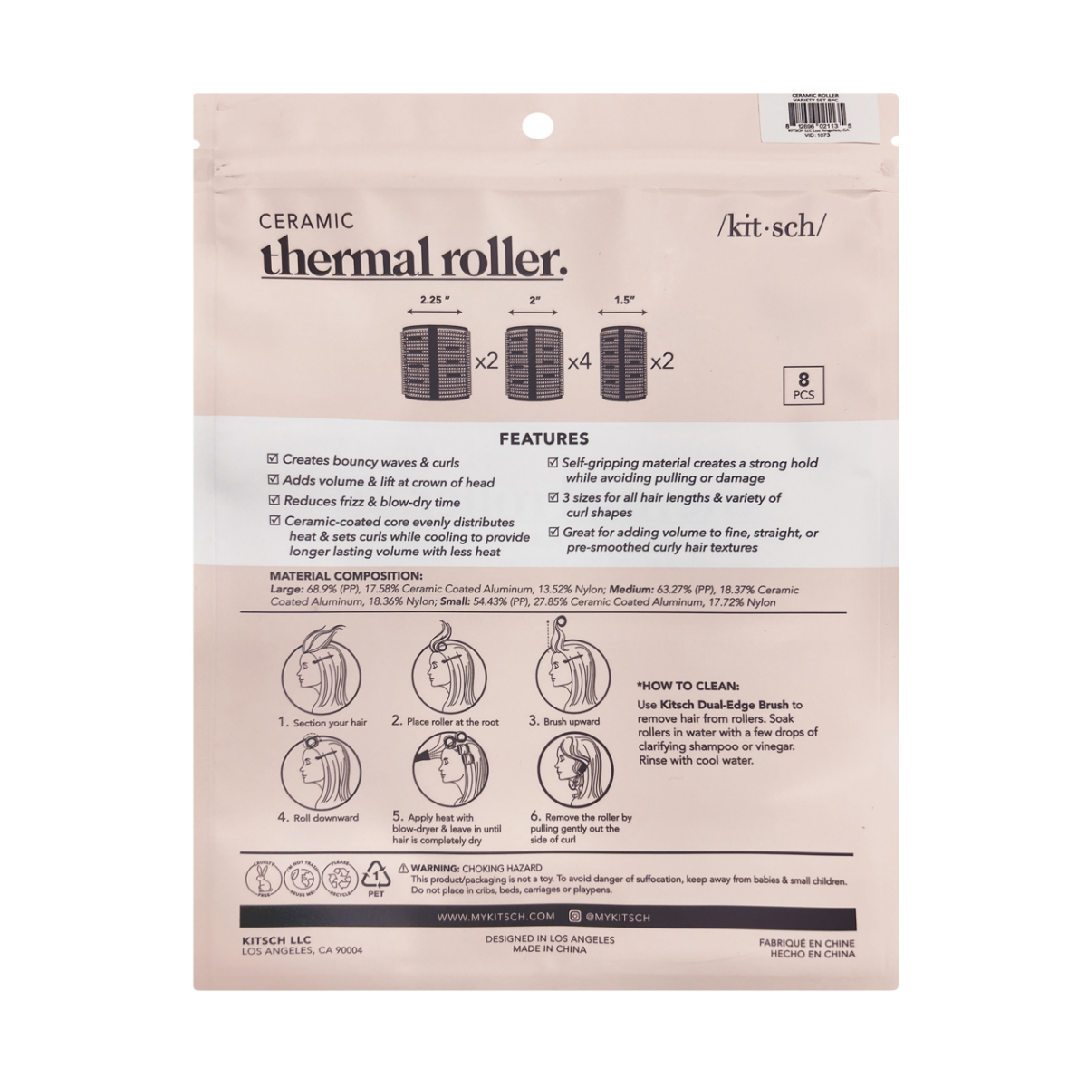 slide 2 of 2, Kitsch Ceramic Thermal Rollers 8 ea, 8 ct