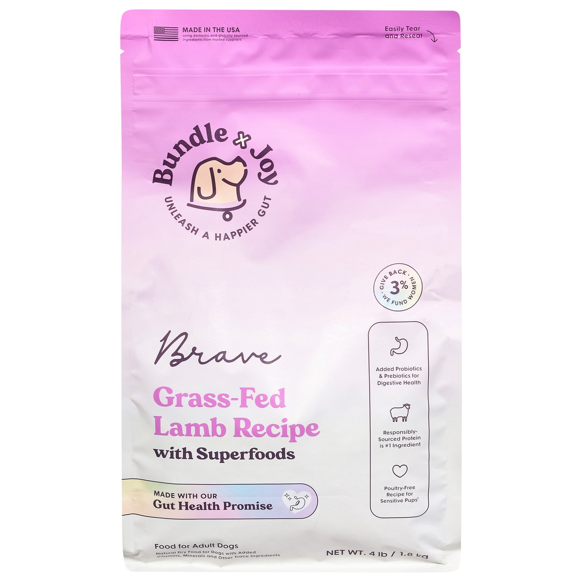 slide 3 of 4, Bundle X Joy Dog Fd Brave Lamb, 4 lb