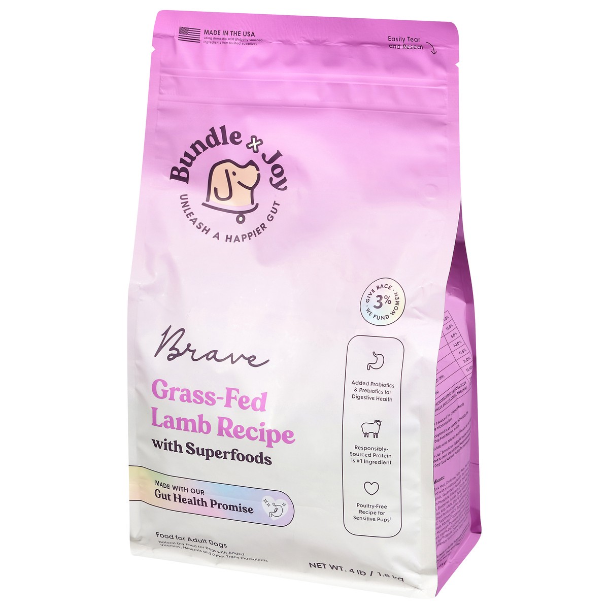 slide 4 of 4, Bundle X Joy Dog Fd Brave Lamb, 4 lb