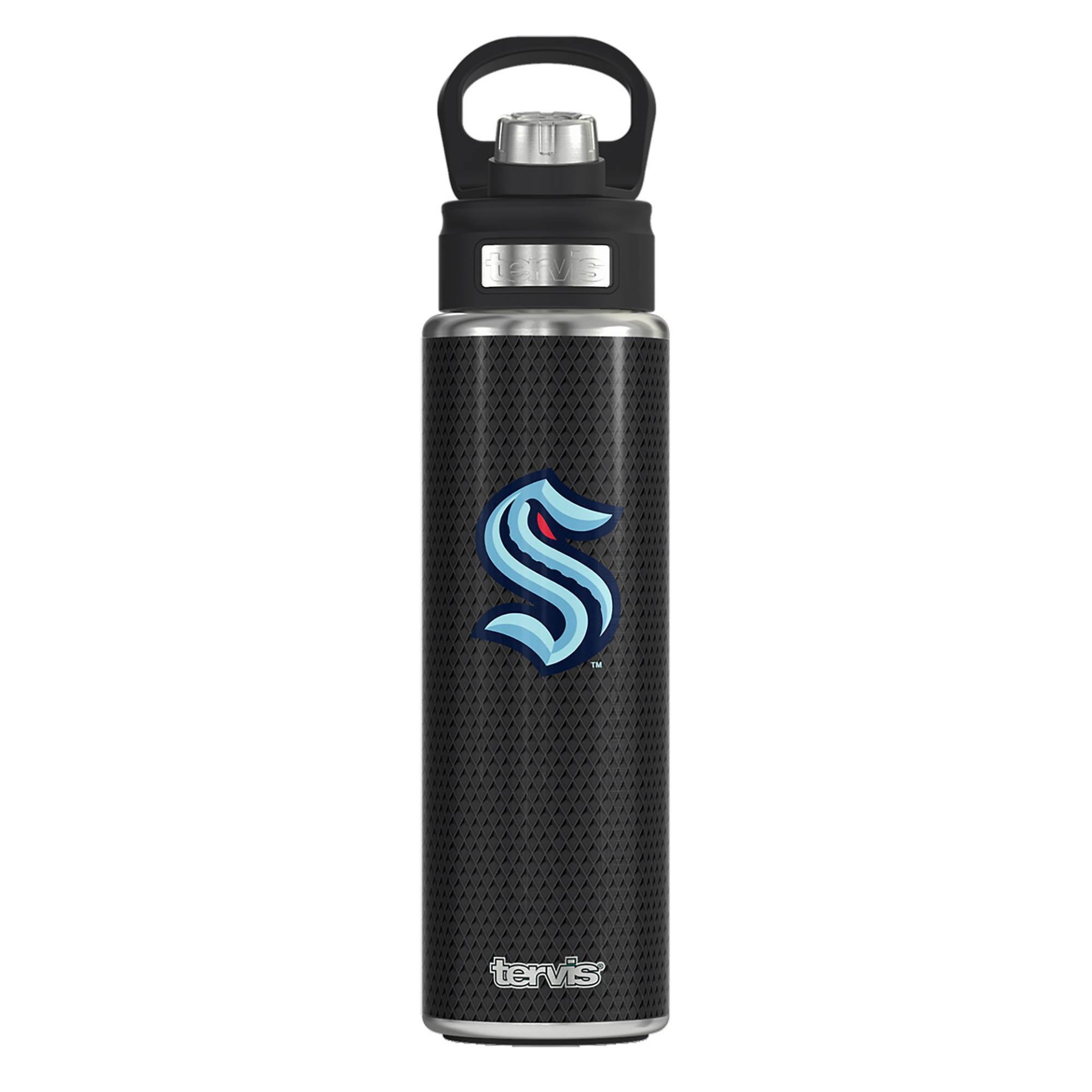 slide 1 of 2, NHL Seattle Kraken Carbon Fiber Wide Mouth Water Bottle, 24 oz