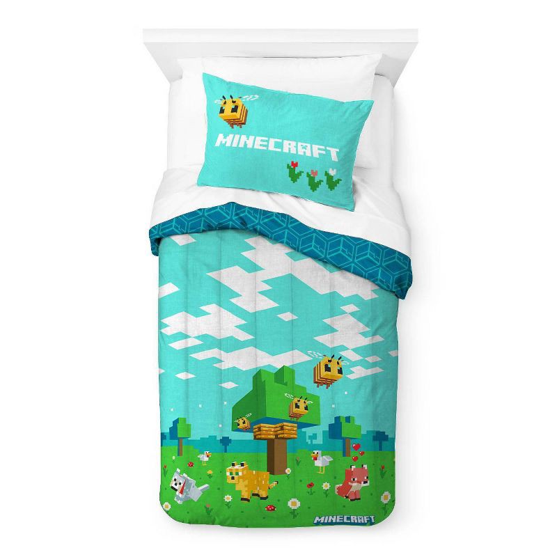 slide 1 of 4, Twin Minecraft Beautiful Day Kids' Comforter, 1 ct