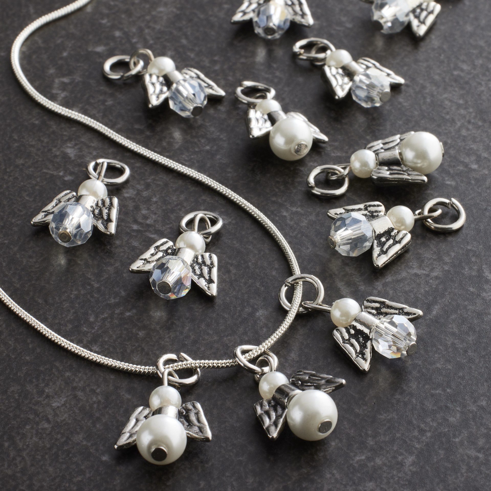 slide 3 of 3, Charmalong Rhodium Angel Charms By Bead Landing, 8mm x 17mm