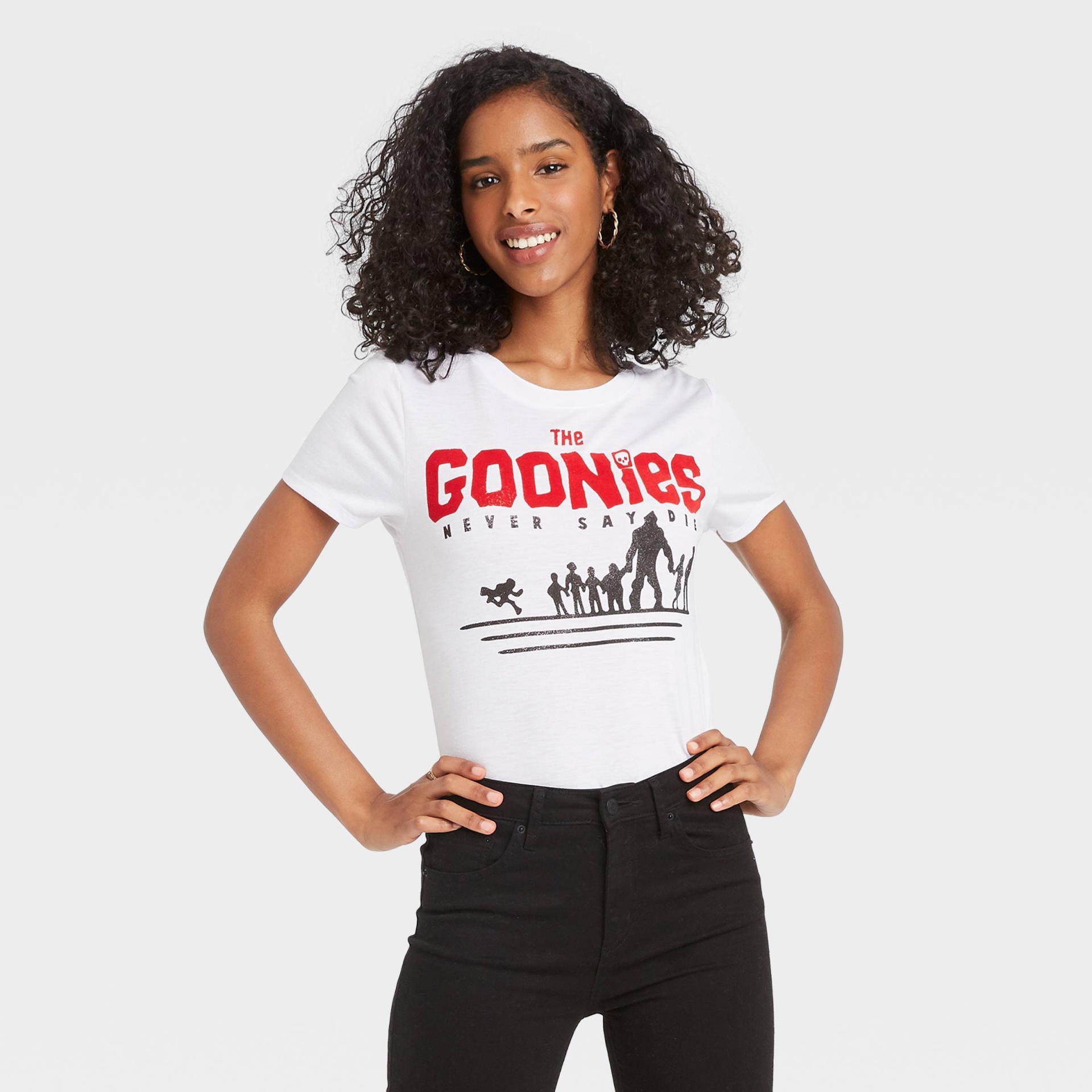 slide 1 of 2, Modern Lux Women's The Goonies Short Sleeve Graphic T-Shirt - White S, 1 ct