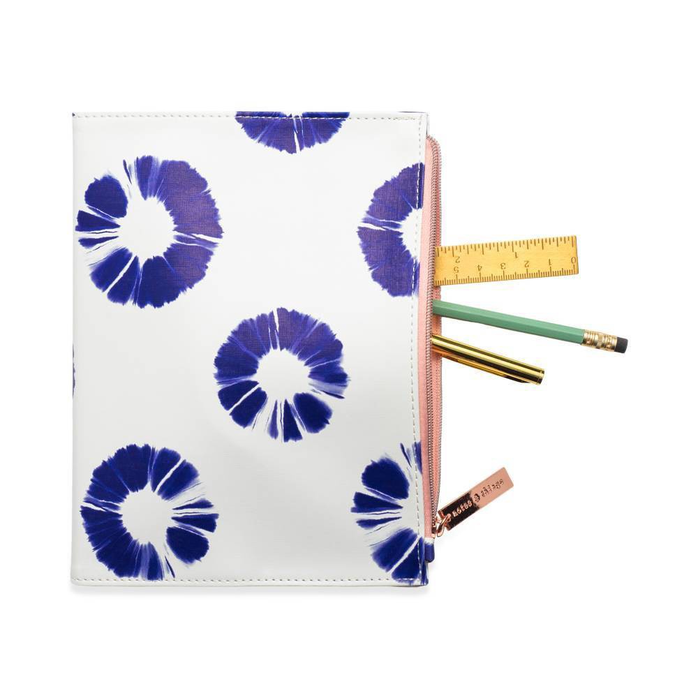 slide 5 of 7, Leatherette Journal with Zipper Pouch Indigo Batik - DesignWorks Ink, 1 ct