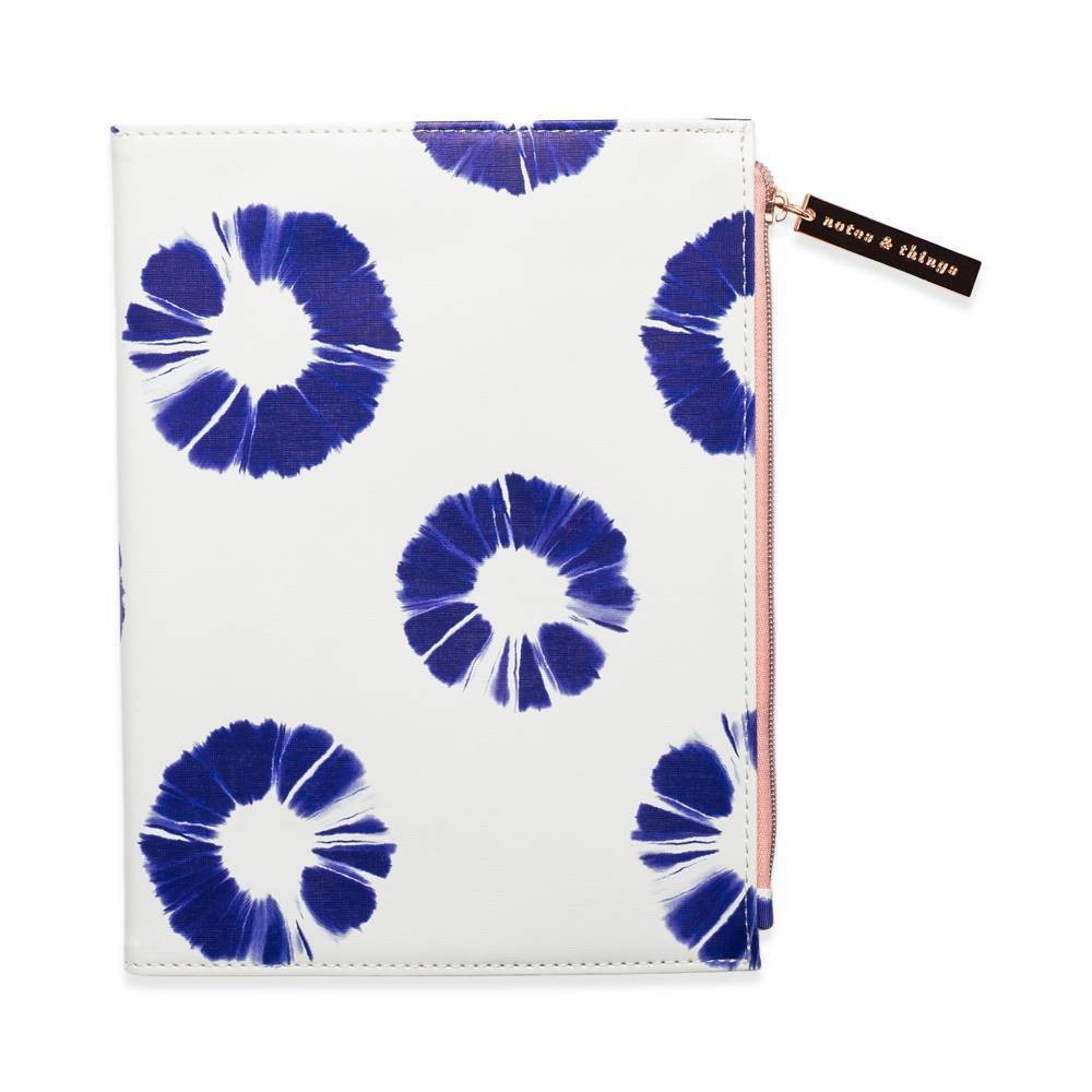 slide 1 of 7, Leatherette Journal with Zipper Pouch Indigo Batik - DesignWorks Ink, 1 ct