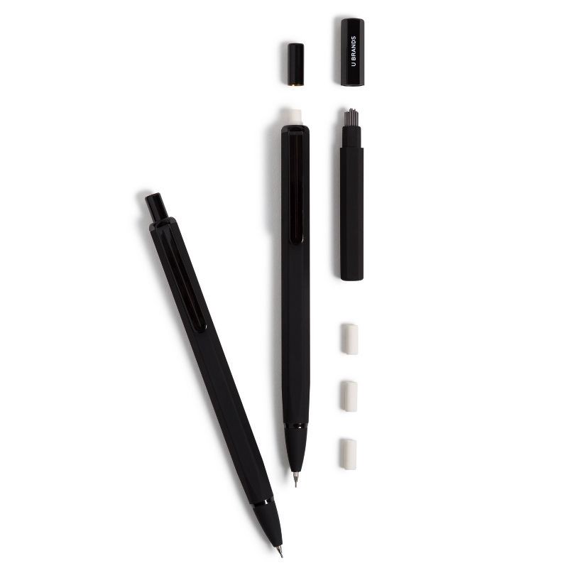 slide 5 of 6, U Brands 2pk Mechanical Pencils Starter Kit Soft Touch Black, 2 ct