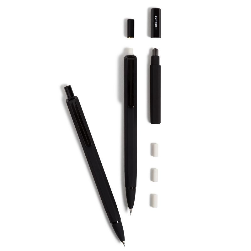 slide 1 of 6, U Brands 2pk Mechanical Pencils Starter Kit Soft Touch Black, 2 ct