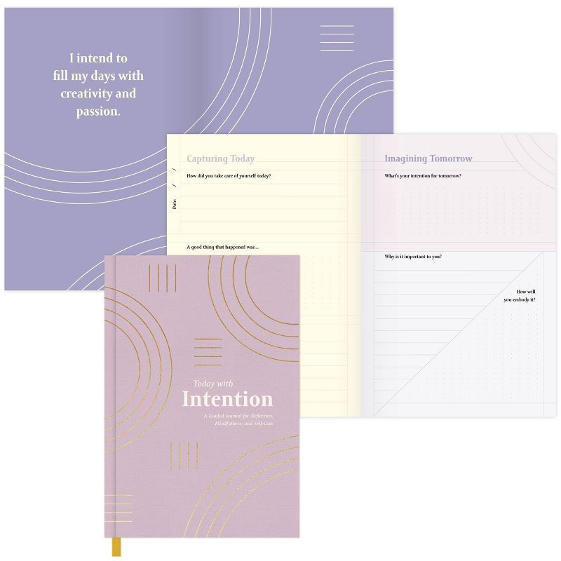 slide 3 of 6, Guided Journal Softcover Sewn Today with Intention - Green Inspired: Gratitude Notebook for Adults, 128 Pages, 5.5x8", 1 ct