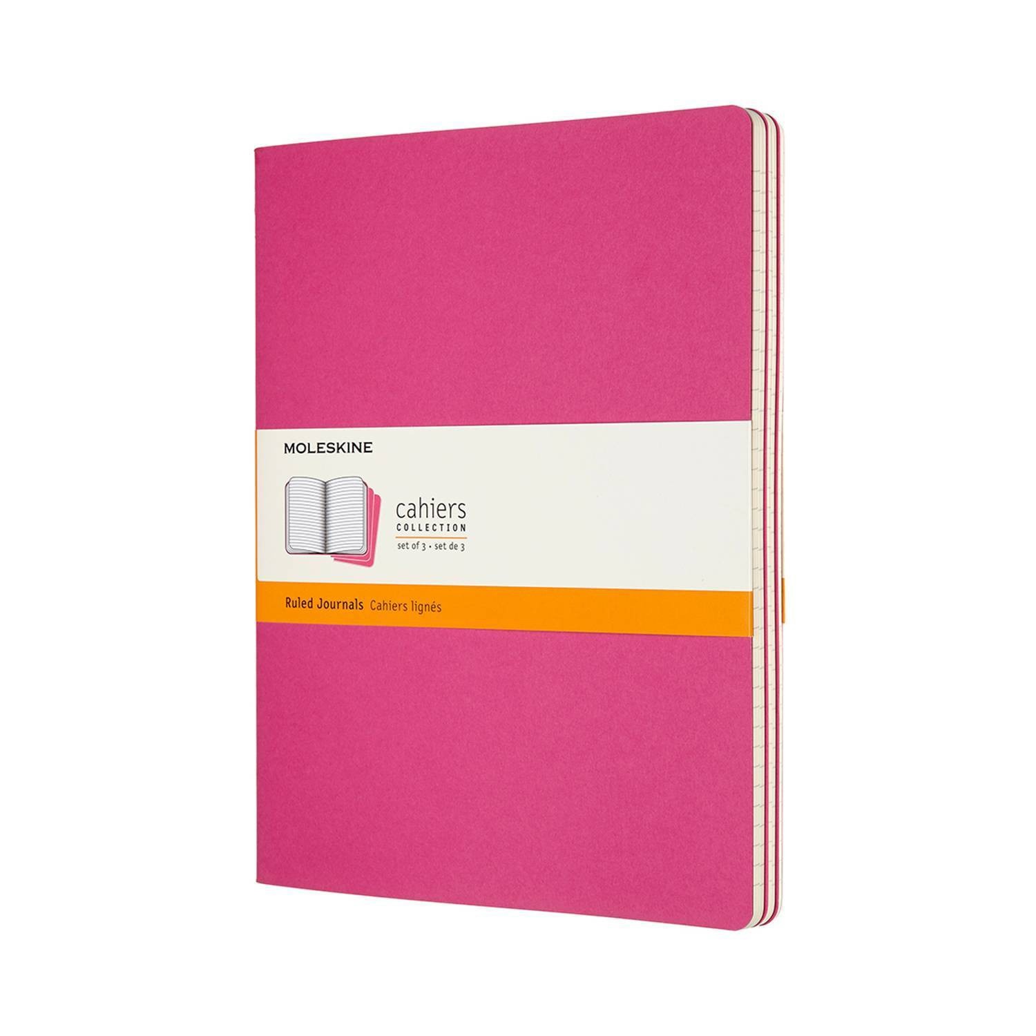 slide 1 of 4, Moleskine Narrow Rule Notebook XL Cahier Kinetic Pink, 1 ct