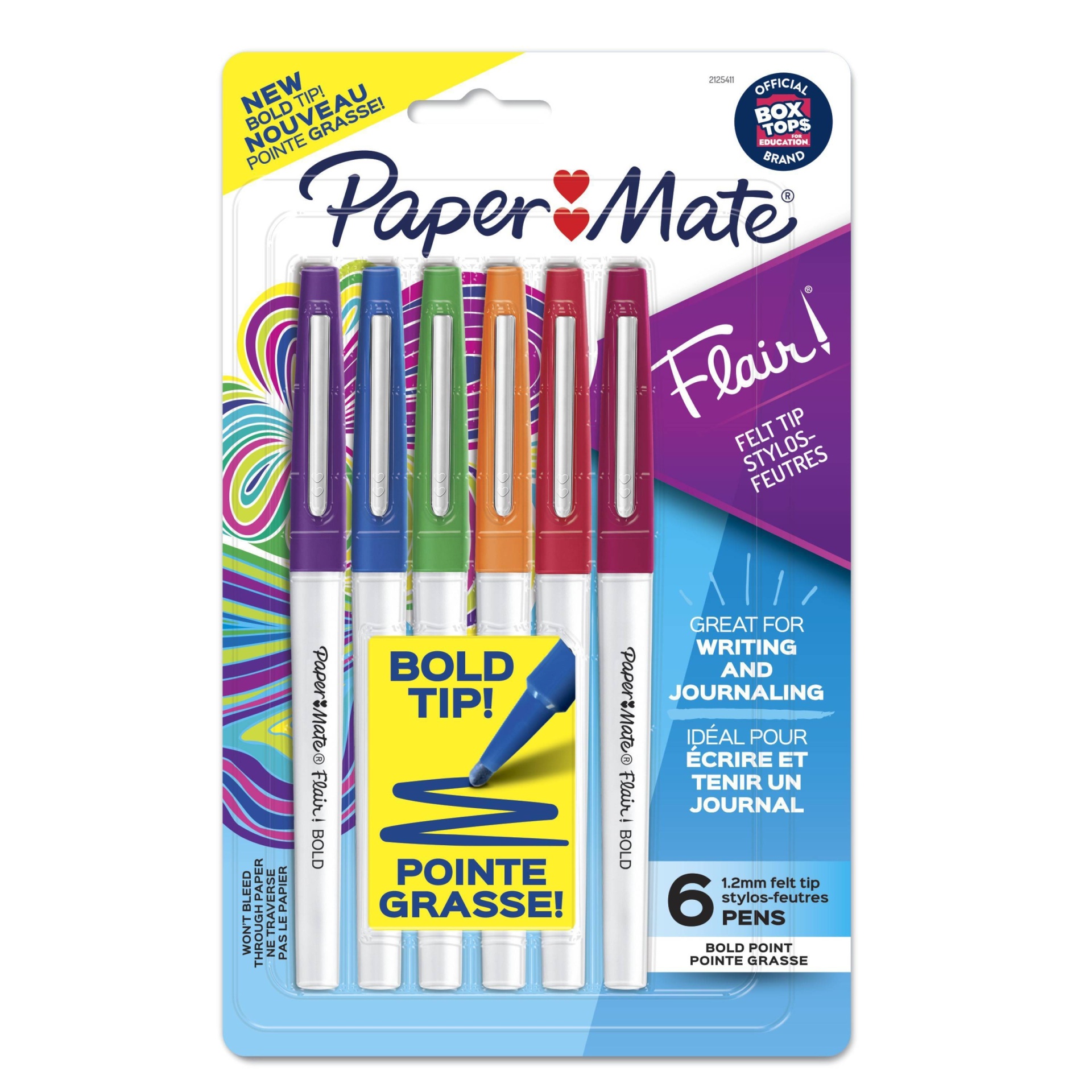 slide 1 of 5, Paper Mate Flair 6pk Felt Pens 1.2mm Bold Tip Multicolored, 6 ct