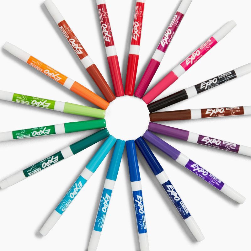 slide 3 of 7, Expo 21pk Dry Erase Markers Fine Tip Multicolored: Whiteboard & Thin Markers for Dry Erase Board, Art & Office Use, 21 ct