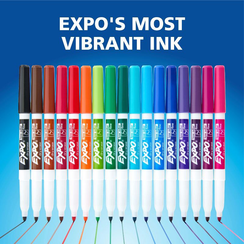 slide 6 of 7, Expo 21pk Dry Erase Markers Fine Tip Multicolored: Whiteboard & Thin Markers for Dry Erase Board, Art & Office Use, 21 ct