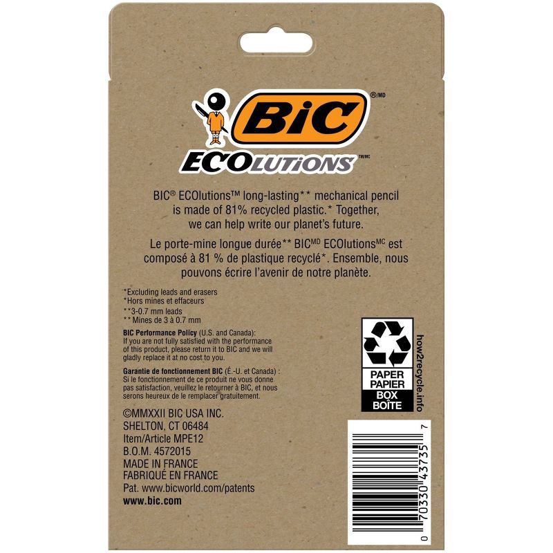 slide 2 of 7, BiC 12pk ECOlutions #2 Mechanical Pencils 0.7mm: School Supplies, Erasable, Plastic, Black, 3 Years & Up, 12 ct