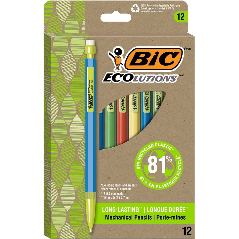 slide 1 of 7, BiC 12pk ECOlutions #2 Mechanical Pencils 0.7mm, 12 ct
