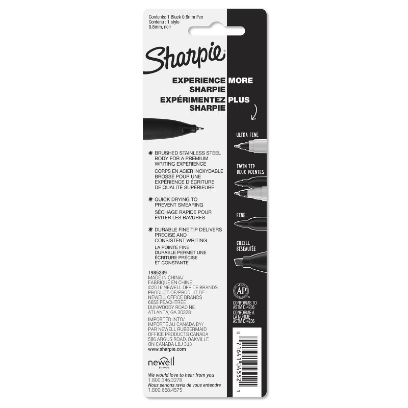 slide 3 of 4, Sharpie Felt Marker Pen Metal Barrel 0.4m Fine Tip Black, 1 ct