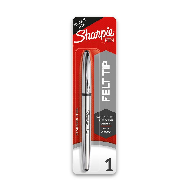 slide 1 of 4, Sharpie Felt Marker Pen Metal Barrel 0.4m Fine Tip Black, 1 ct