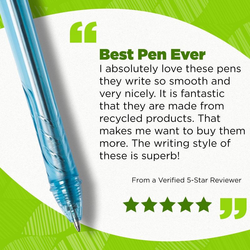 slide 7 of 7, BiC 4pk ECOlutions Retractable Ballpoint Pens Black Ink: Medium Point, Quick Drying, Stationery & Office Supplies, 4 ct