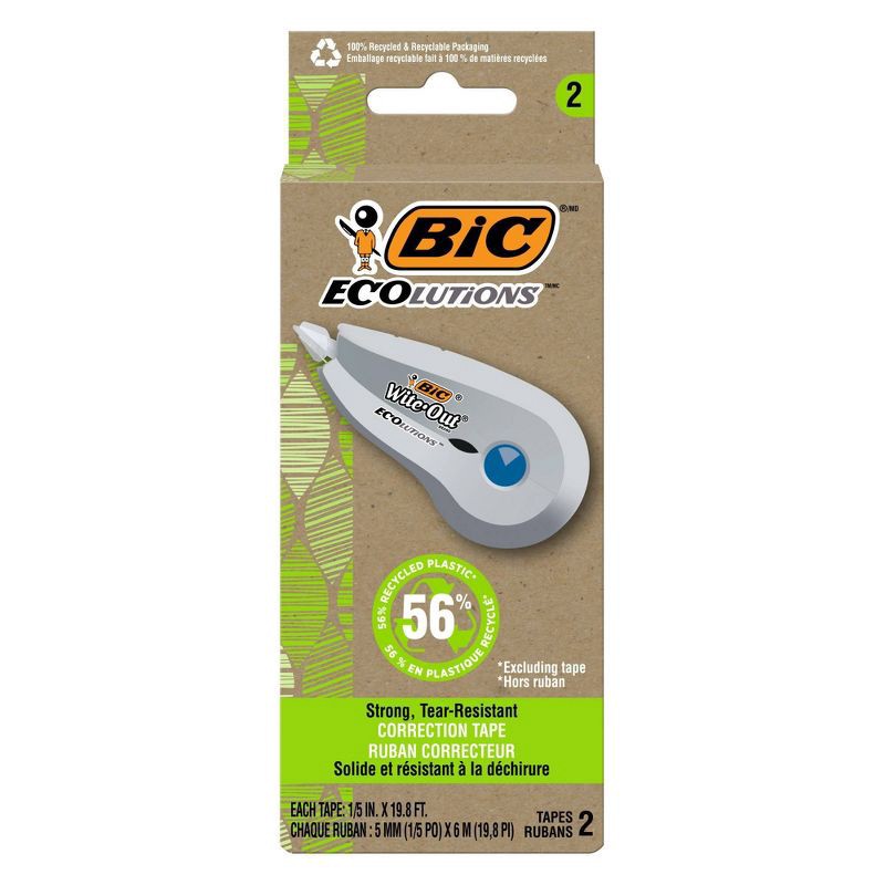 slide 1 of 6, BiC 2pk ECOlutions Correction Tape, 2 ct