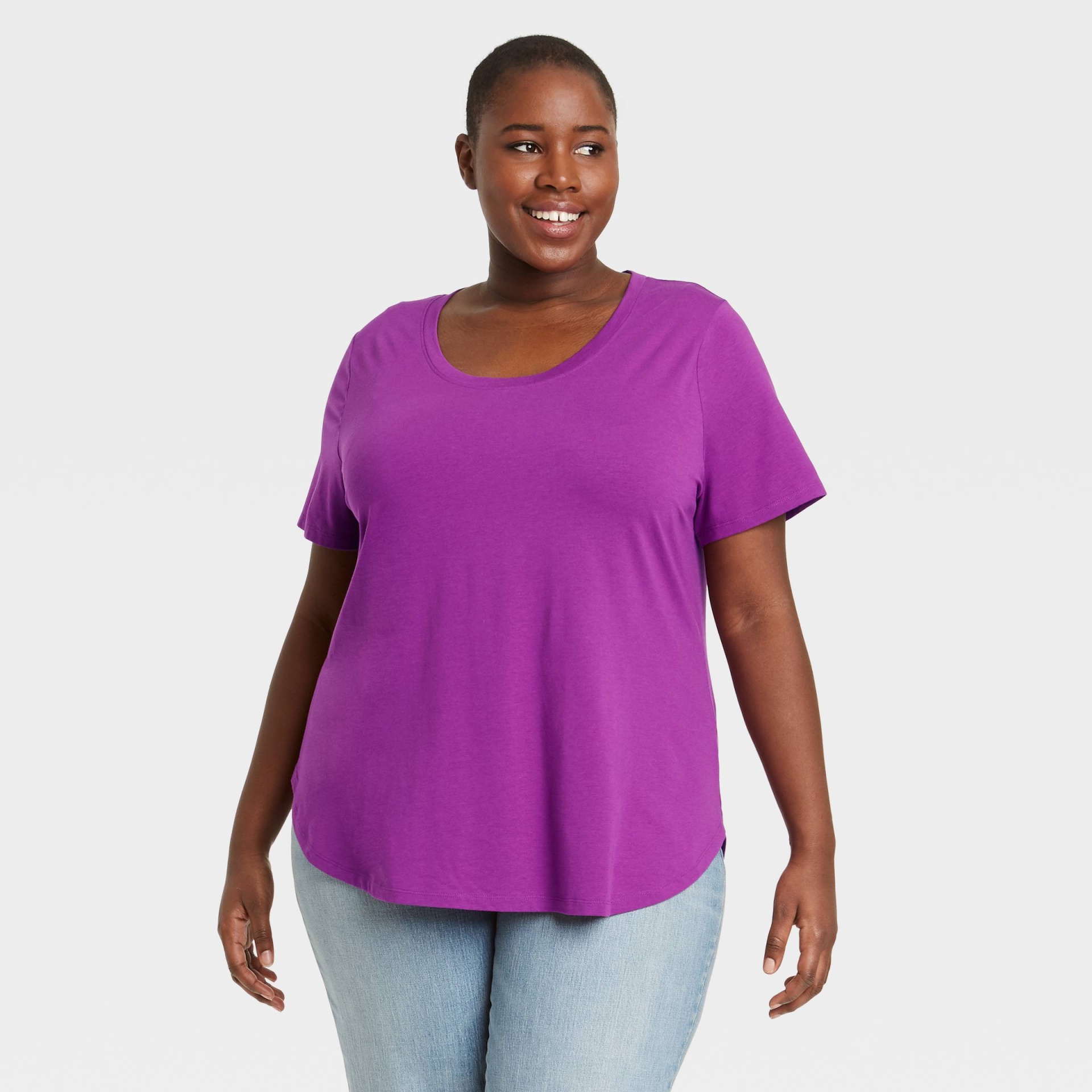 Women's Plus Size Short Sleeve Essential Relaxed Scoop Neck T-Shirt - Ava &  Viv Purple 3X 1 ct